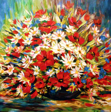 Painting titled "Bouquet of Meadow F…" by Khrystyna Kozyuk, Original Artwork, Acrylic