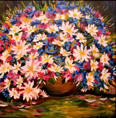 Painting titled "Bouquet of Purple D…" by Khrystyna Kozyuk, Original Artwork
