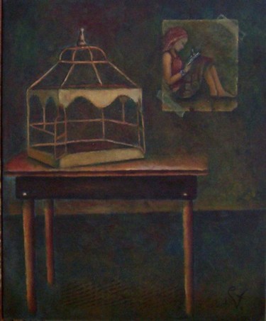 Peinture intitulée "La cage" par K-Let, Œuvre d'art originale