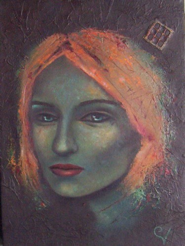 Peinture intitulée "Les cheveux orangés" par K-Let, Œuvre d'art originale