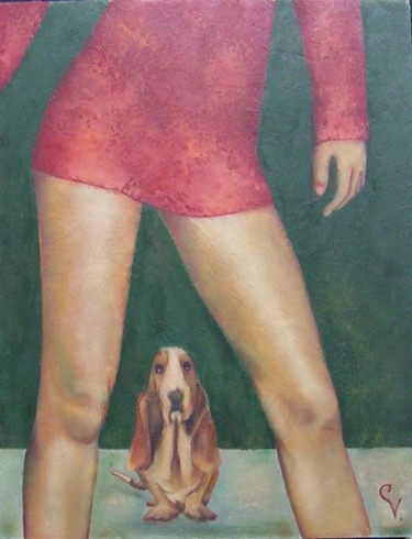 Peinture intitulée "La robe rouge" par K-Let, Œuvre d'art originale