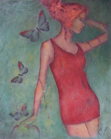 Peinture intitulée "Miss Butterfly" par K-Let, Œuvre d'art originale