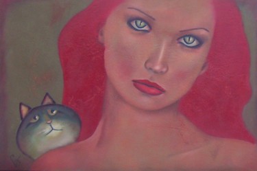 Peinture intitulée "Le chat" par K-Let, Œuvre d'art originale