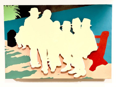 Malerei mit dem Titel "Old men on bench" von Ken Overman, Original-Kunstwerk, 2D digitale Arbeit