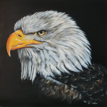 Painting titled "Aigle - "J't'ai à l…" by K-Roline, Original Artwork, Acrylic Mounted on Wood Stretcher frame