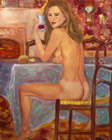 Painting titled "Тайный вечер" by Kseniia Sher Kseniya Scher, Original Artwork, Oil