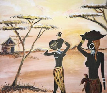 Painting titled "quotidien tribal" by Ka, Original Artwork, Acrylic