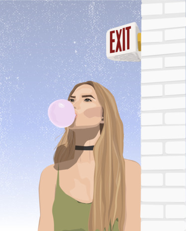 Digitale Kunst getiteld "Girl with a bubbleg…" door Anna Kubyshkina, Origineel Kunstwerk, 2D Digital Work