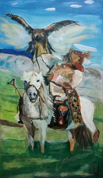 Malerei mit dem Titel "Eagle-hunter" von Kaan, Original-Kunstwerk, Acryl