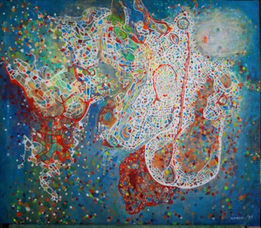 Malerei mit dem Titel "OMARM DE verwonderi…" von Kaarin Poppe, Original-Kunstwerk, Acryl