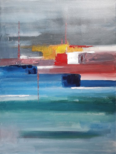 Peinture intitulée "Paysage marin abstr…" par David Kabulashvili, Œuvre d'art originale, Acrylique