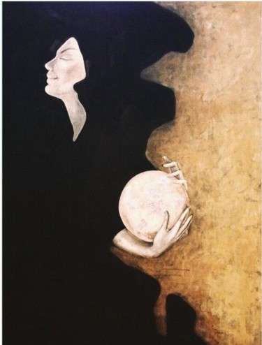 Pintura titulada "La luna" por Marina Kachaeva, Obra de arte original, Acrílico Montado en Bastidor de camilla de madera