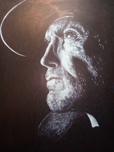 Рисунок под названием "Клинт Иствуд" - Тамара Качаленко, Подлинное произведение искусства, Шариковая ручка