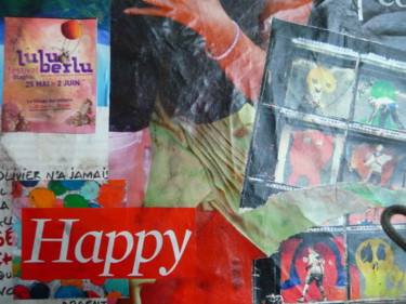 Collages intitulée "Happy Lulu.jpg" par Catherine Vidal-Borthayre, Œuvre d'art originale