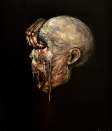 Schilderij getiteld "The true human natu…" door Kacper Piskorowski, Origineel Kunstwerk, Olie Gemonteerd op Houten paneel
