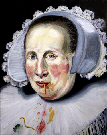 Картина под названием "Lady (pastiche Remb…" - Kacper Piskorowski, Подлинное произведение искусства, Масло Установлен на Дер…
