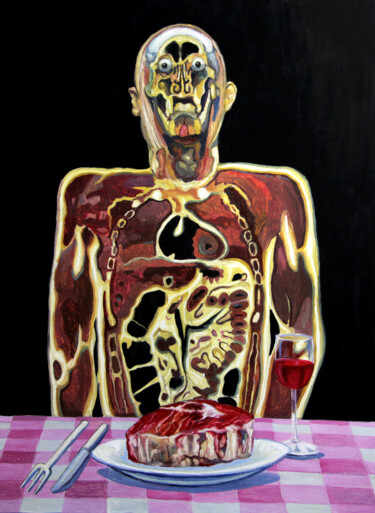 Pintura intitulada "Enjoy your meal" por Kacper Piskorowski, Obras de arte originais, Óleo Montado em Armação em madeira