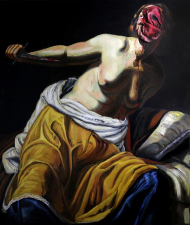 Painting titled "Next act of the sce…" by Kacper Piskorowski, Original Artwork, Oil Mounted on Wood Stretcher frame