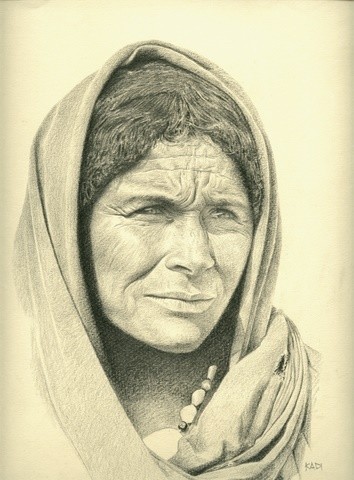 Dessin intitulée "femme targui" par Chafik Kadi, Œuvre d'art originale