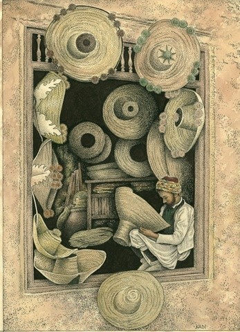 Dessin intitulée "le chapelier" par Chafik Kadi, Œuvre d'art originale