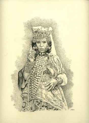 Drawing titled "femme des ouled-naï…" by Chafik Kadi, Original Artwork