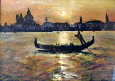 Peinture intitulée "vue d venise au cou…" par Djilali Kadid, Œuvre d'art originale, Huile