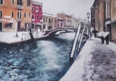 「Venise la blanche -…」というタイトルの絵画 Djilali Kadidによって, オリジナルのアートワーク, テンペラ