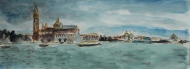 Peinture intitulée "Vue de Venise" par Djilali Kadid, Œuvre d'art originale, Aquarelle
