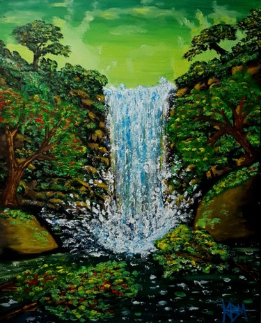Painting titled "Cascada del paraiso" by Kadir Bali Black Milord, Original Artwork, Acrylic