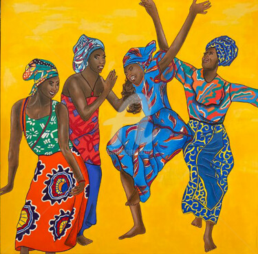 Картина под названием "Les danseuses" - Kadjalli, Подлинное произведение искусства, Акрил Установлен на Деревянная рама для…