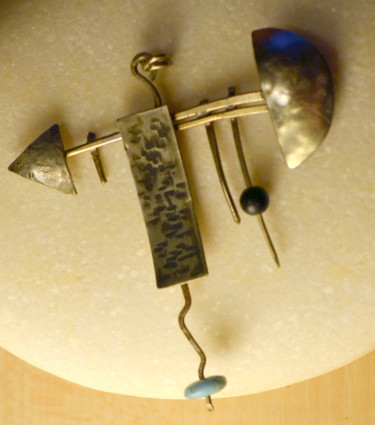 modern sculpture handmade hammered silver (germane) necklace Sculpture titled "modern sculpture ha…" by Konstantinos Adamantidis, Original Art, Metals