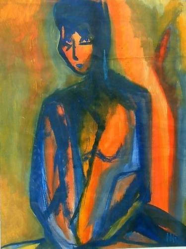 Peinture intitulée "Femme assise" par Gandon Nathalie, Œuvre d'art originale