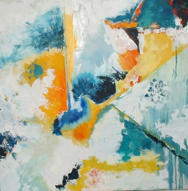 Peinture intitulée "Bleu jaune" par Gandon Nathalie, Œuvre d'art originale