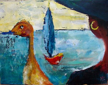 Peinture intitulée "Le canard" par Gandon Nathalie, Œuvre d'art originale