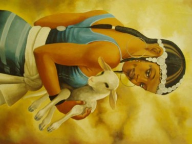 Peinture intitulée "jeune fille peule" par Kadriart-Niger, Œuvre d'art originale