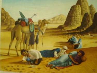 Peinture intitulée "pause thé" par Kadriart-Niger, Œuvre d'art originale