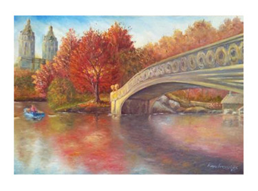 Pintura intitulada "Outono em NY" por Kadu Fernandes, Obras de arte originais, Óleo