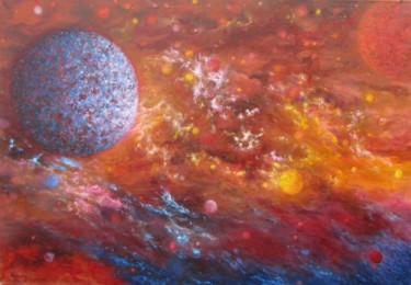 Schilderij getiteld "Universe-2" door Kazimiera Dymek, Origineel Kunstwerk, Olie