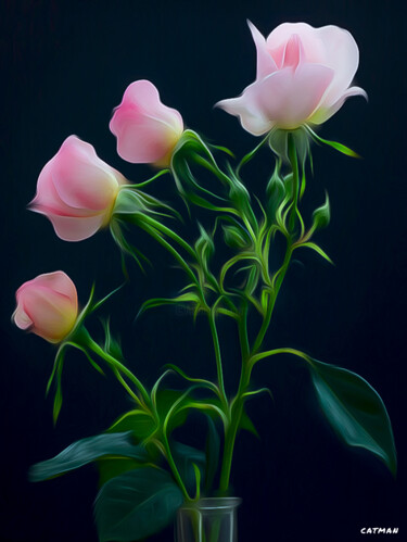 Digital Arts titled "Four roses" by Kael, Original Artwork, Digital Painting