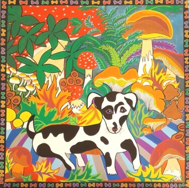Картина под названием "Mushrooms discovery" - Kaël, Подлинное произведение искусства, Акрил Установлен на Деревянная рама дл…