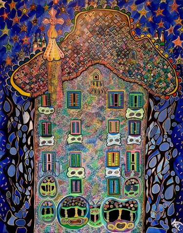 Pintura intitulada "Rêve de Gaudi" por Kaël, Obras de arte originais, Acrílico
