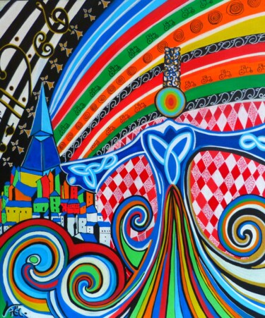 Картина под названием "Traditional Breizh" - Kaël, Подлинное произведение искусства, Акрил Установлен на Деревянная рама для…