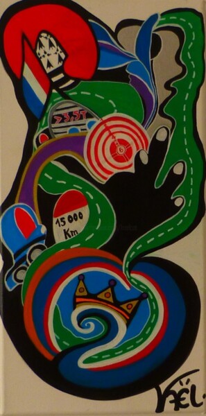 Painting titled "Ecotaxe" by Kaël, Original Artwork, Acrylic Mounted on Wood Stretcher frame
