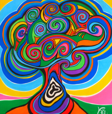 Painting titled "Beautiful tree" by Kaël, Original Artwork, Acrylic Mounted on Wood Stretcher frame