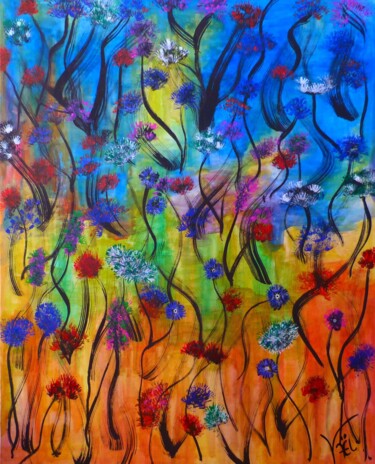 Картина под названием "Fukushima flowers" - Kaël, Подлинное произведение искусства, Акрил Установлен на Деревянная рама для…