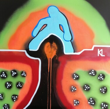 Malerei mit dem Titel "Latitude 15°N" von Kaël, Original-Kunstwerk, Sprühfarbe Auf Keilrahmen aus Holz montiert