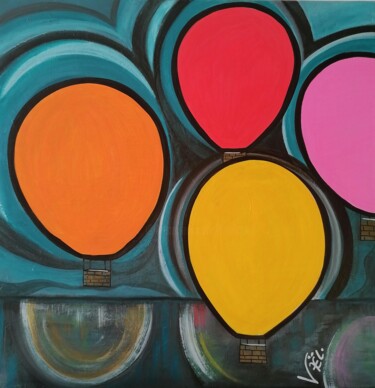 Painting titled "Bulles de rêves" by Kaël, Original Artwork, Acrylic Mounted on Wood Stretcher frame