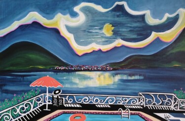 "Vue sur le Lac de C…" başlıklı Tablo Kaël tarafından, Orijinal sanat, Akrilik Ahşap Sedye çerçevesi üzerine monte edilmiş