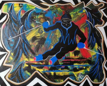 Painting titled "JO d'Hiver" by Kaël, Original Artwork, Gouache Mounted on Wood Stretcher frame