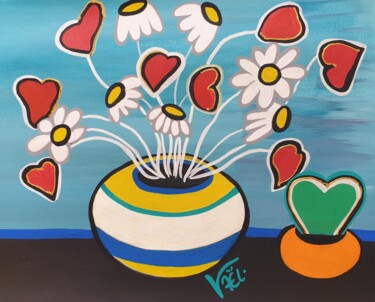 Painting titled "Fresh flowers of lo…" by Kaël, Original Artwork, Acrylic Mounted on Wood Panel